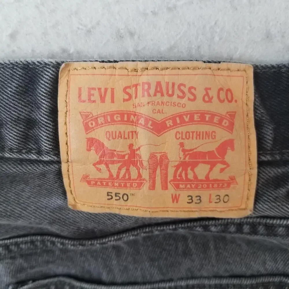 Levis 550 Relaxed Fit Jeans Mens 33x30 Gray Charcoal‎ Wash Tapered Denim Pants